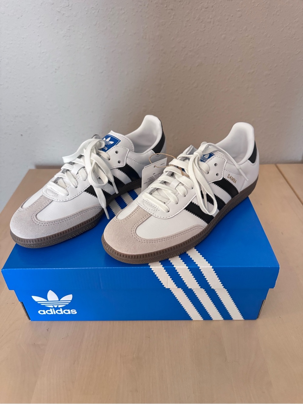 Adidas Samba Classic Leather Sneakers - White / Black NIB 8.5